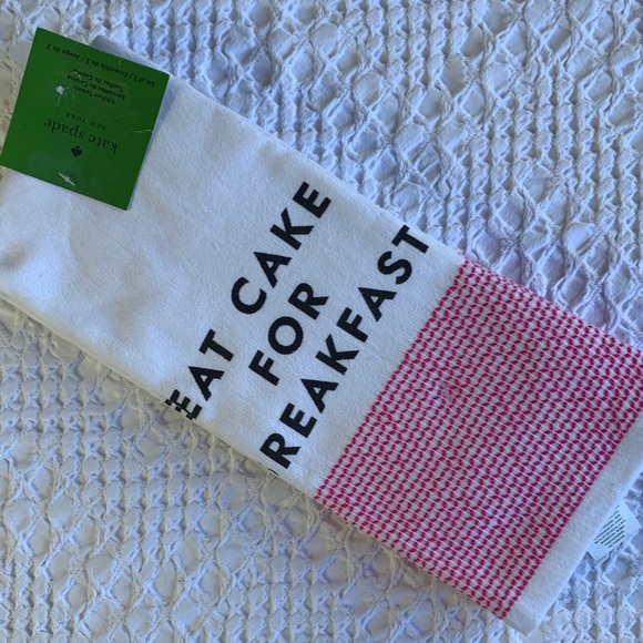 Kate Spade White Pink Kitchen  Towels Eat Cake For Breakfast - Picture 10 of 16